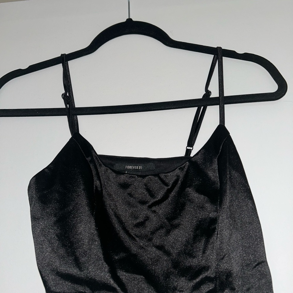 Forever 21 Shiny Black Satin Crop Top